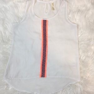 Bjewel- White Sheer Tank Aztec Design- Size 10